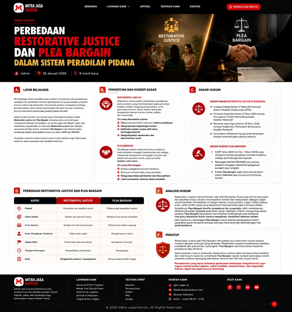 PERBEDAAN RESTORATIVE JUSTICE DAN PLEA BARGAIN DALAM SISTEM PERADILAN PIDANA